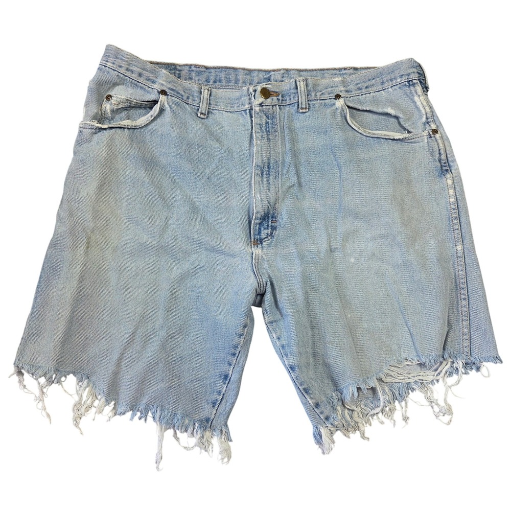 Wrangler Vintage 90s Light Wash Cutoff Denim‎ Shorts High Rise Distressed 38